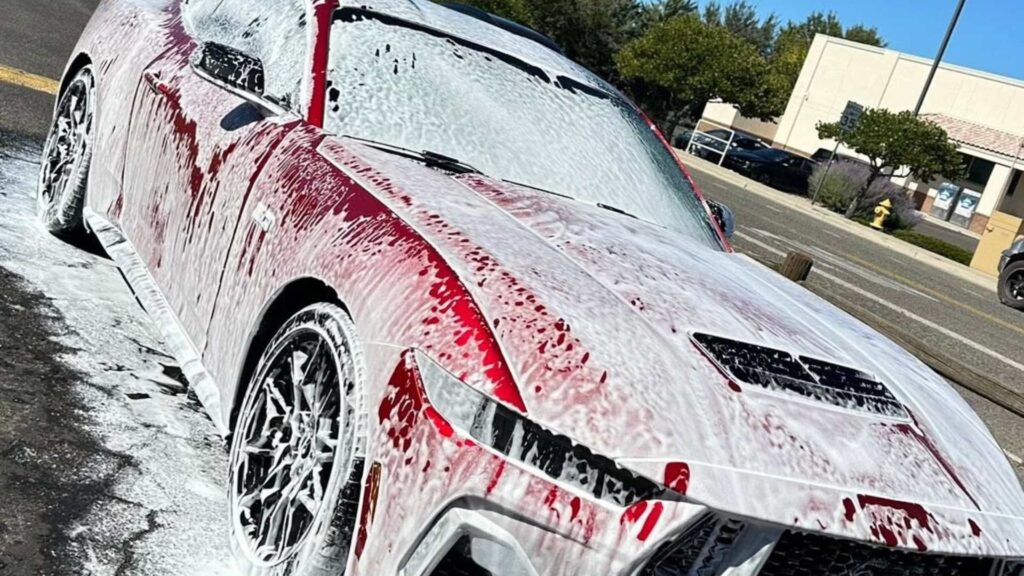 Professional exterior car detailing showing glossy paint finish in Prescott Valley Arizona